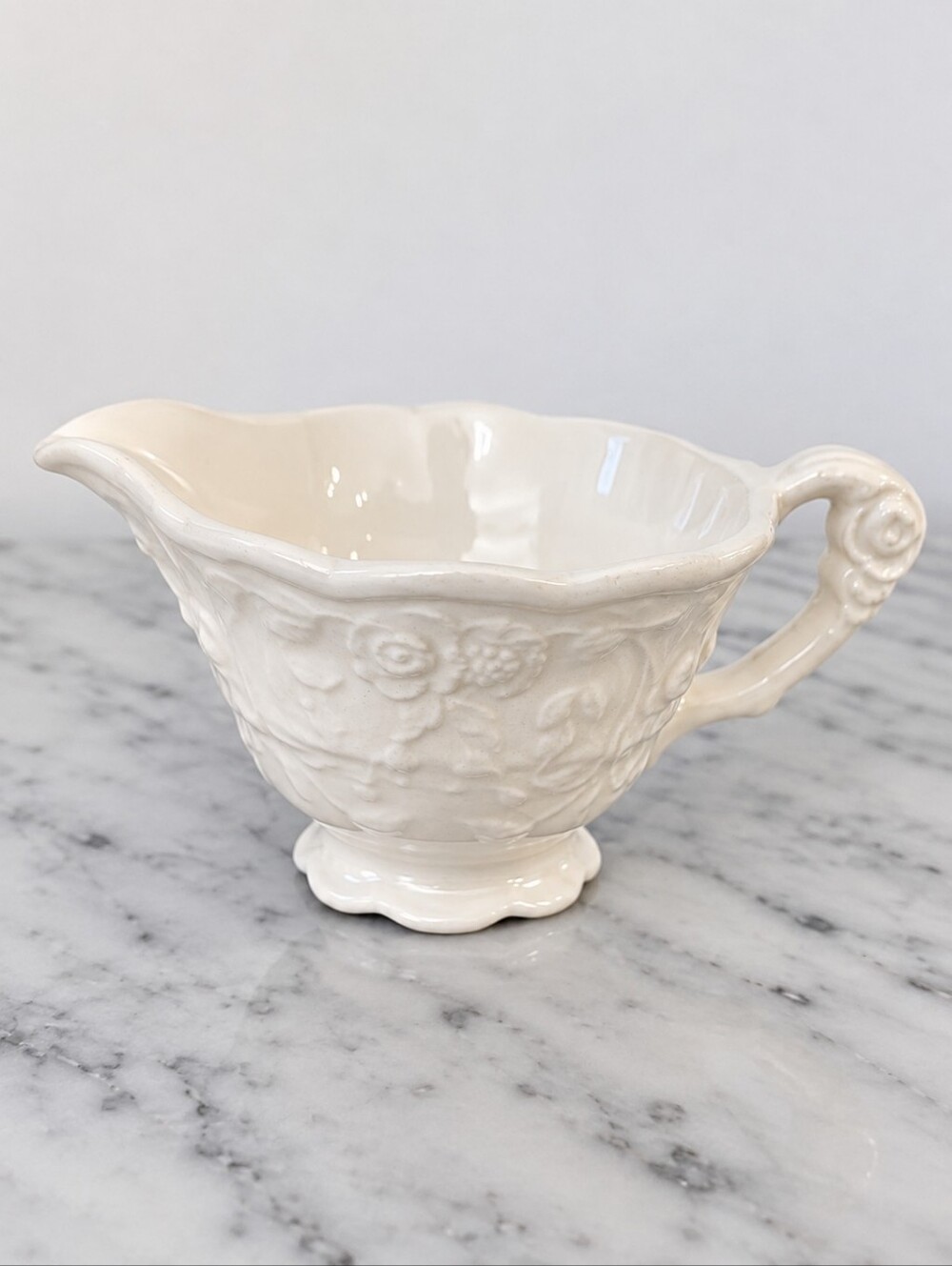 Steubenville Rose Point‎ Creamer White Ironstone Vintage Pottery